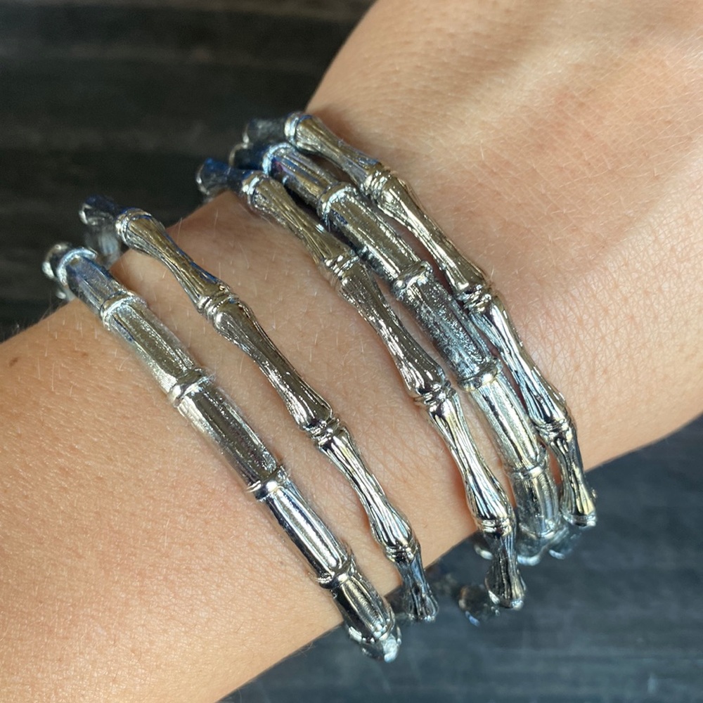 NWT 5 bangle bracelets silver bamboo